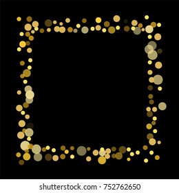 Golden confetti on a black background. Luxury festive background. Golden translucent abstract dot on a black background. Element of design. Vector illustration, EPS 10.