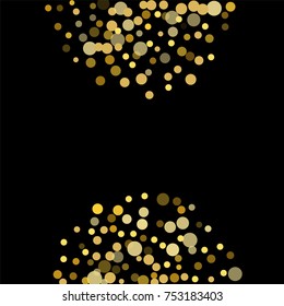 Golden confetti on a black background. Luxury festive background. Golden translucent abstract dot on a black background. Element of design. Vector illustration, EPS 10.