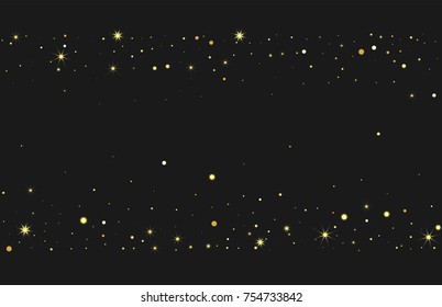 Golden confetti on a black background. Luxury festive background. Golden grainy abstract texture on a black background. Element of design. Vector illustration, EPS 10.