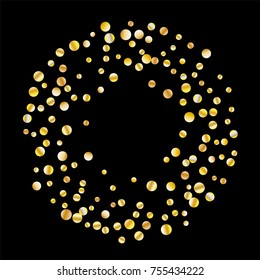 Golden confetti on a black background. Luxury festive background. Golden grainy abstract texture on a black background. Element of design. Vector illustration, EPS 10.