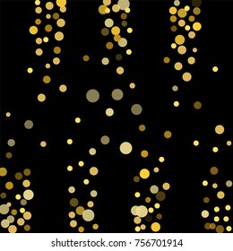 Golden confetti on a black background. Luxury festive background. Golden translucent abstract dot on a black background. Element of design. Vector illustration, EPS 10.