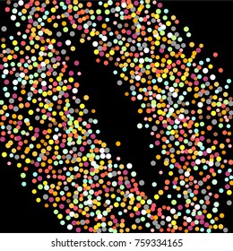 Golden confetti on a black background. Shining elements. Flat glitter. Abstract festive decoration . Glamorous vector background.
