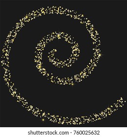 Golden confetti on a black background. Luxury festive background. Golden grainy abstract texture on a black background. Element of design. Vector illustration, EPS 10.