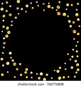 Golden confetti on a black background. Luxury festive background. Golden grainy abstract texture on a black background. Element of design. Vector illustration, EPS 10.