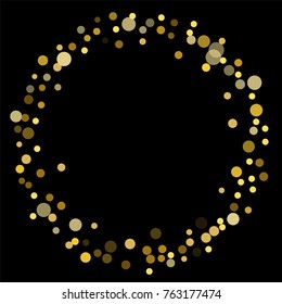 Golden confetti on a black background. Luxury festive background. Golden translucent abstract dot on a black background. Element of design. Vector illustration, EPS 10.