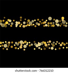 Golden confetti on a black background. Luxury festive background. Golden translucent abstract dot on a black background. Element of design. Vector illustration, EPS 10.