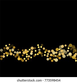 Golden confetti on a black background. Luxury festive background. Golden translucent abstract dot on a black background. Element of design. Vector illustration, EPS 10.