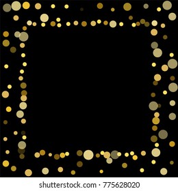 Golden confetti on a black background. Luxury festive background. Golden translucent abstract dot on a black background. Element of design. Vector illustration, EPS 10.
