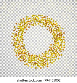 Golden confetti on a black background. Shining elements. Flat glitter. Abstract festive decoration . Glamorous vector background.