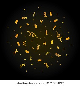 Golden confetti on black burst set. Great for a birthday party or an event celebration invitation decor.