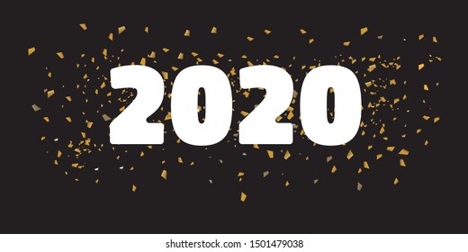 
golden confetti on a dark background. Celebration and party. 2020 Vector illustration