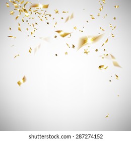 golden confetti on a light background