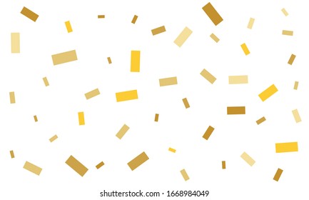 Goldene Konfetti auf weißem Hintergrund. Stilvolles gelbes und orangefarbenes Tapete.