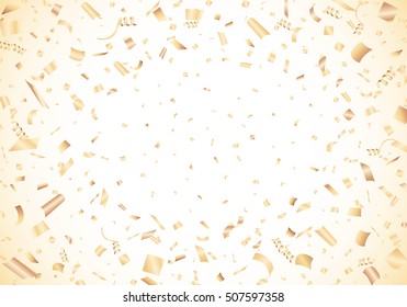 Golden confetti on white background Vector