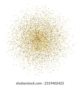 Goldener Konfetti blass. Glühender gepunkteter Hintergrund. Einfache Goldpunkte runden den Haufen. Fesselnde Halbtonstruktur. Weihnachtsdekoration Element für Einladung, Banner. Vektorgrafik 