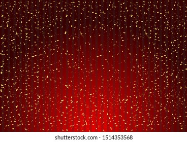 golden confetti and red striped background