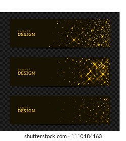 Golden confetti ribbons banner set. Victory flyers, first place