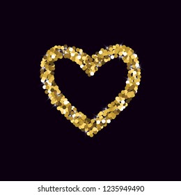 Golden confetti. Round gold glitter. Gradient Scattering on a black background. Glitter. Christmas shiny background.