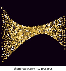 Golden confetti. Round gold glitter. Gradient Scattering on a black background. Glitter. Christmas shiny background.