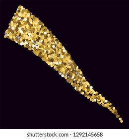 Golden confetti. Round gold glitter. Gradient Scattering on a black background. Glitter. Christmas shiny background.