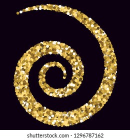 Golden confetti. Round gold glitter. Gradient Scattering on a black background. Glitter. Christmas shiny background.