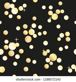 Golden confetti. Seamless vector background. Gradient.