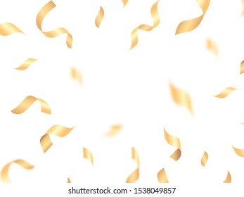 Golden confetti and serpentine background. Vector illustration banner