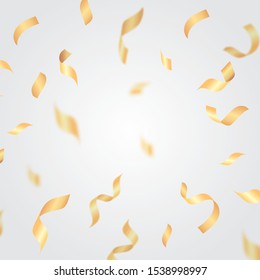 Golden confetti and serpentine background. Vector illustration banner
