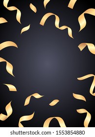 Golden confetti and serpentine background. Vector illustration banner