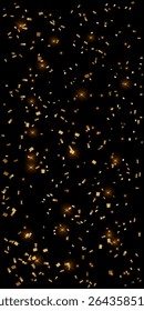 Golden confetti and sparkle light background in realistic style.