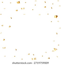 Quadro De Borda Quadrado De Confete Dourado Isolado No Plano De Fundo Branco