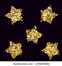 Golden confetti. Star gold glitter. Gradient Scattering on a black background. Glitter. Christmas shiny background.