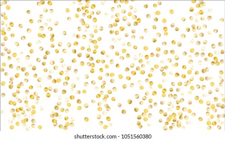 Golden Confetti. Texture with Falling Sparkles on White Background. Dark Luxury Pattern for Christmas and New Year Decoration, Birthday Invitation, Poster or Greeting Card. Vector Gold Confetti.