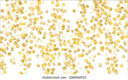 Golden Confetti. Texture with Falling Sparkles on White Background. Dark Luxury Pattern for Christmas and New Year Decoration, Birthday Invitation, Poster or Greeting Card. Vector Gold Confetti.