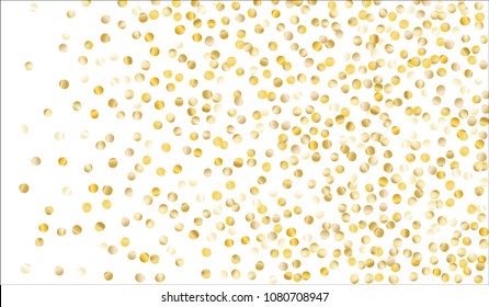 Golden Confetti. Texture with Falling Sparkles on White Background. Dark Luxury Pattern for Christmas and New Year Decoration, Birthday Invitation, Poster or Greeting Card. Vector Gold Confetti.