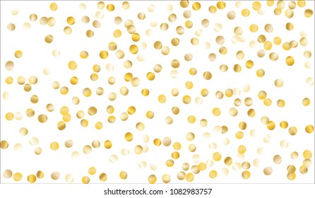 Golden Confetti. Texture with Falling Sparkles on White Background. Dark Luxury Pattern for Christmas and New Year Decoration, Birthday Invitation, Poster or Greeting Card. Vector Gold Confetti.