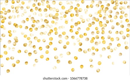 Golden Confetti. Texture with Falling Tinsels on White Background. Dark Luxury Pattern for Christmas and New Year Decoration, Birthday Invitation, Poster or Greeting Card. Vector Gold Confetti.