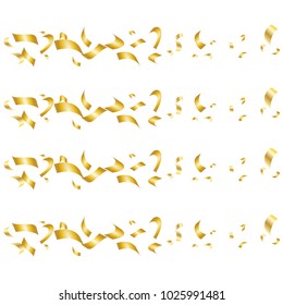Golden Confetti. Vector Festive Illustration. Holiday Decorative Tinsel Element for Design