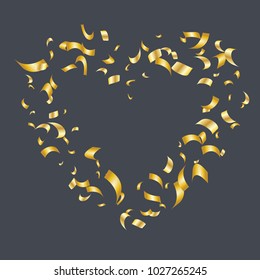 Golden Confetti. Vector Festive Illustration. Holiday Decorative Tinsel Element for Design