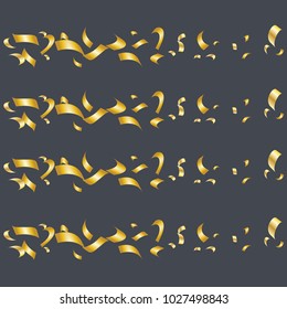 Golden Confetti. Vector Festive Illustration. Holiday Decorative Tinsel Element for Design