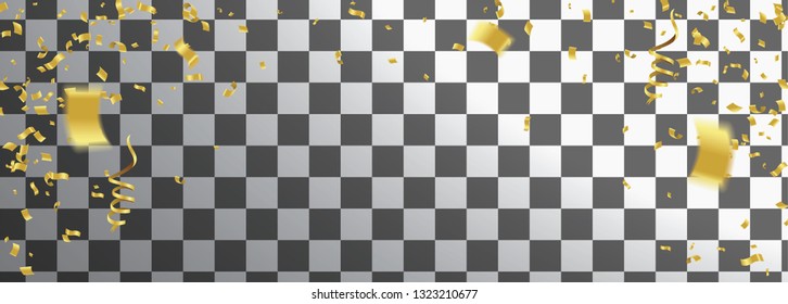 Golden confetti Vector Festive Illustration of Falling Shiny Confetti Glitters Isolated 