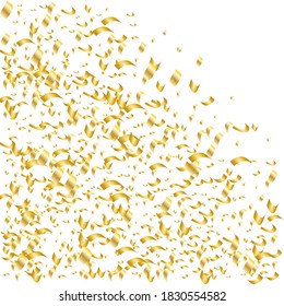 Golden Confetti. Vector Festive Illustration. Holiday Decorative Tinsel Element for Design
