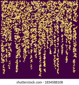 Golden Confetti. Vector Festive Illustration. Holiday Decorative Tinsel Element for Design