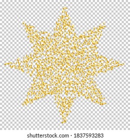 Golden Confetti. Vector Festive Illustration. Holiday Decorative Tinsel Element for Design