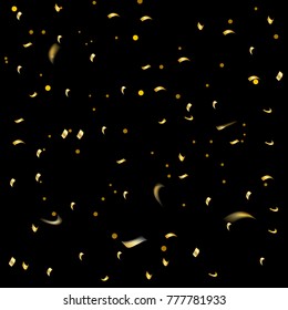Golden Confetti. Vector Festive Illustration. Holiday Decorative Tinsel Element for Design