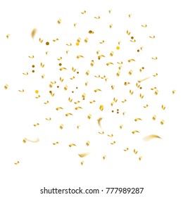 Golden Confetti. Vector Festive Illustration. Holiday Decorative Tinsel Element for Design