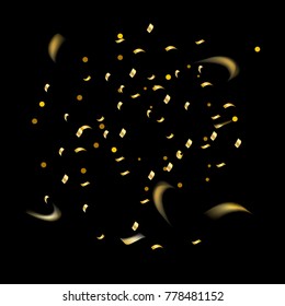 Golden Confetti. Vector Festive Illustration. Holiday Decorative Tinsel Element for Design