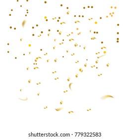 Golden Confetti. Vector Festive Illustration. Holiday Decorative Tinsel Element for Design
