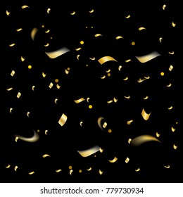 Golden Confetti. Vector Festive Illustration. Holiday Decorative Tinsel Element for Design