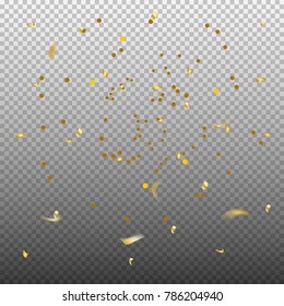 Golden Confetti. Vector Festive Illustration. Holiday Decorative Tinsel Element for Design
